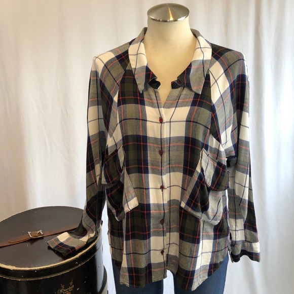 ZARA SZ M Slant Pocket Flannel Shirt Blue White Plaid Super Soft - Picture 6 of 6